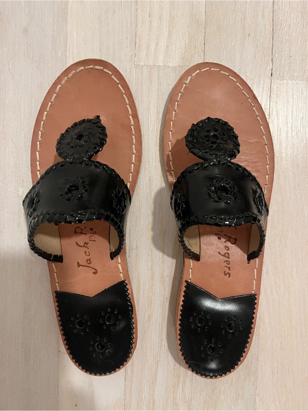 Jack Rogers Original Jacks Black Leather Sandals